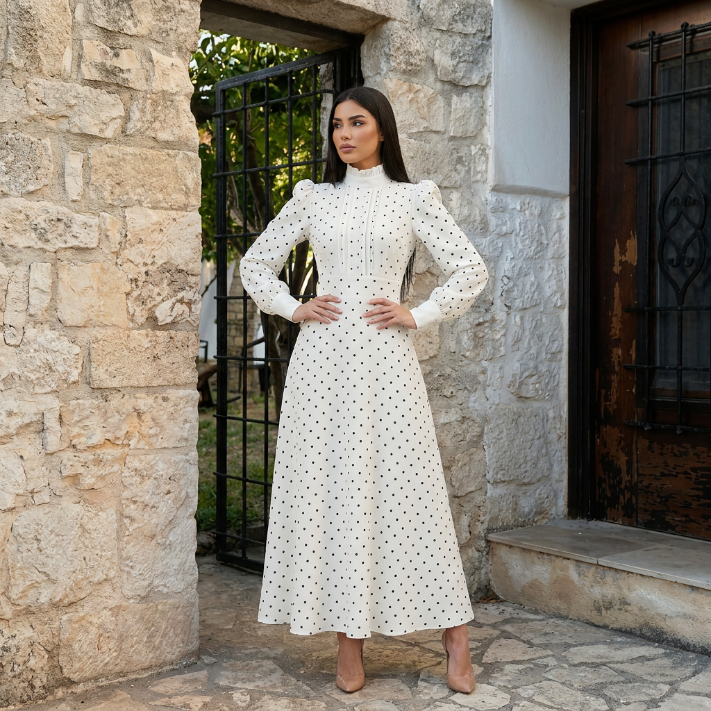 Brenda Long Dress Polka Dot
